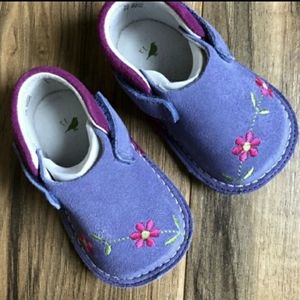 ONE LEFT Pipit Leather Suede Shoes Purple Pink Flower Floral Toddler Child sz 4